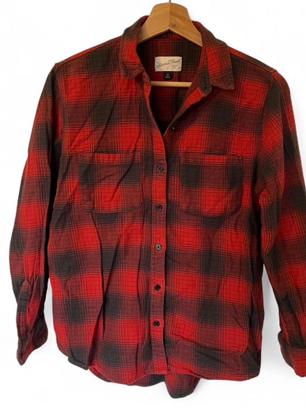 Universal Thread Red and Black Plaid Button-Down Shirt